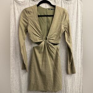 Olive Green Long Sleeve Dress